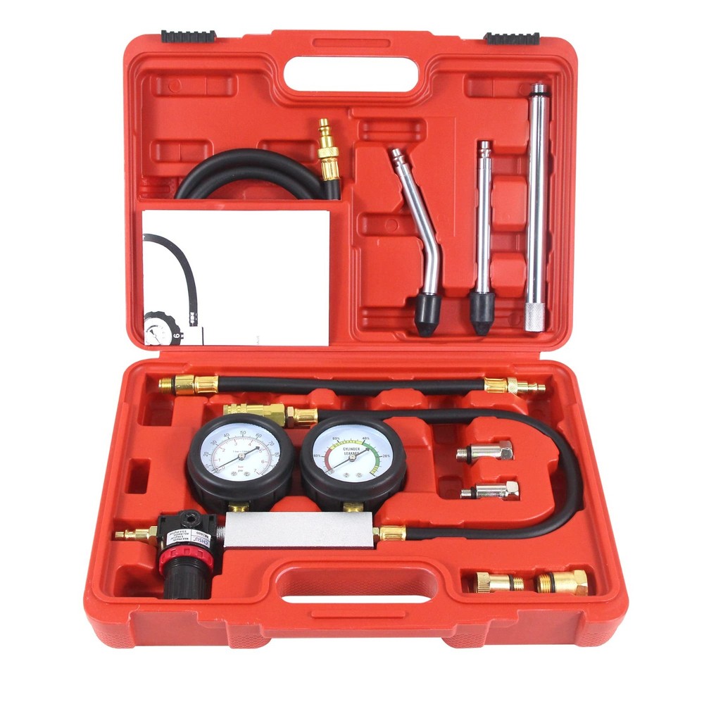 Multi-Function Cylinder Leak Down Tester Kit - Gas Engine Compression Tool, Dual
