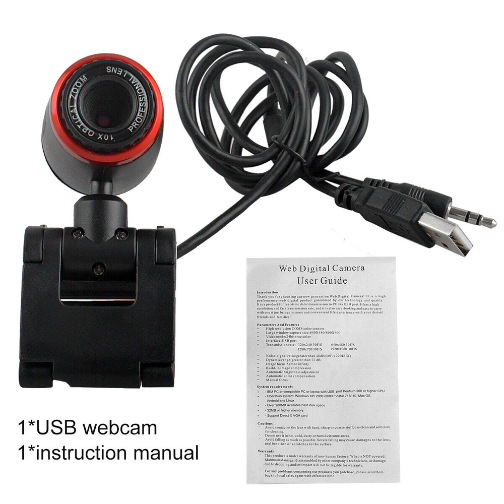 1080P HD Webcam USB Computer Web Camera For PC Laptop Desktop With Microphone US