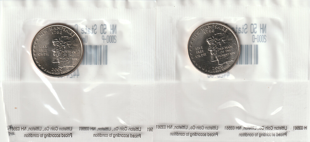 2000 Uncirculated P & D New Hampshire State Quarters