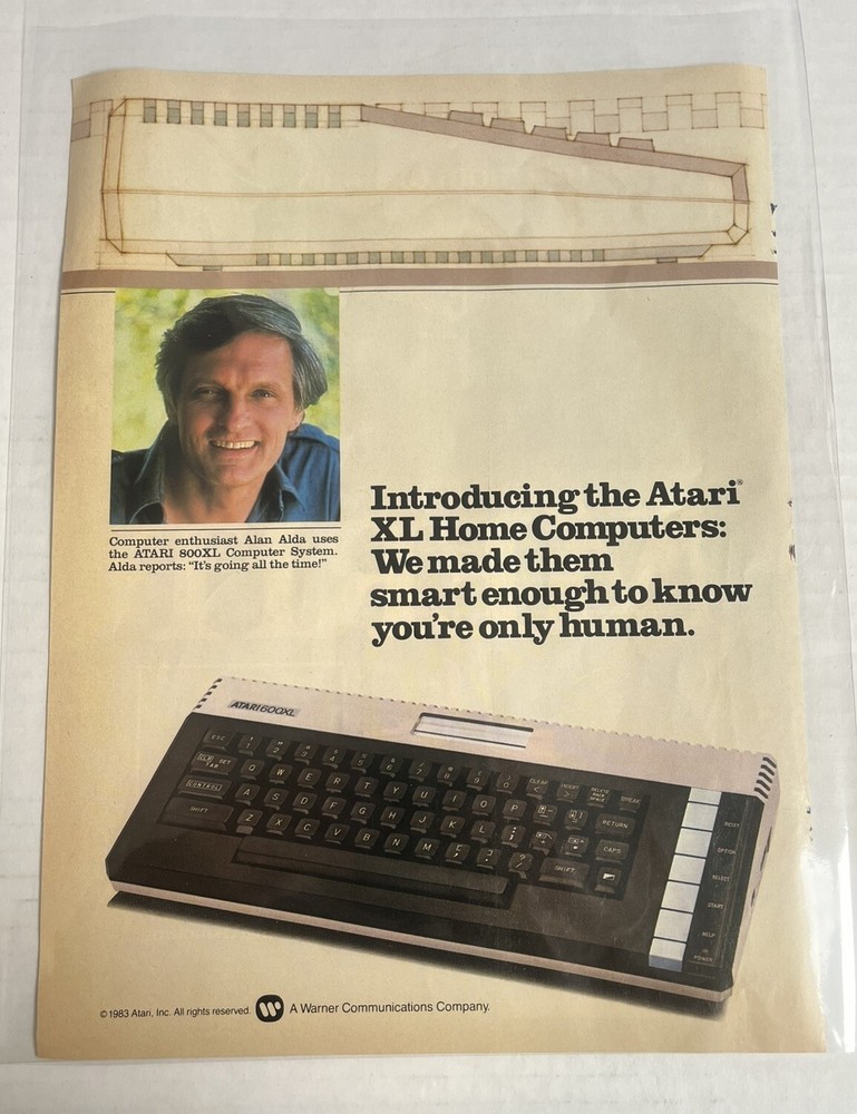 1984 ATARI HOME COMPUTERS Atari 800XL Actor ALAN ALDA 2 Page Magazine Ad