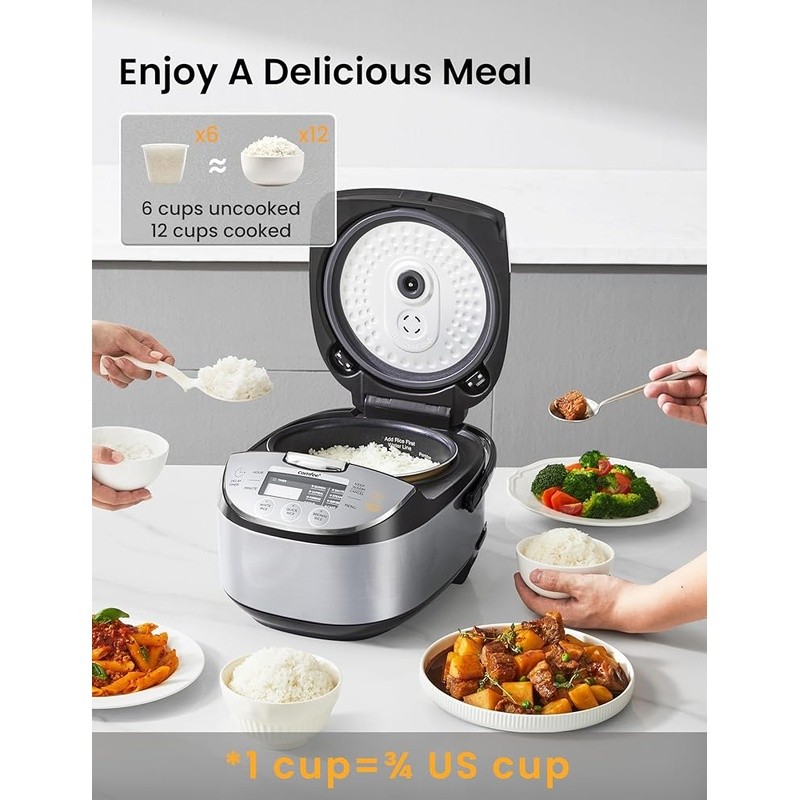 Fuzzy Logic Rice Cooker Multi-Functional 6 Cup Programmable Fast Cook Steamer US