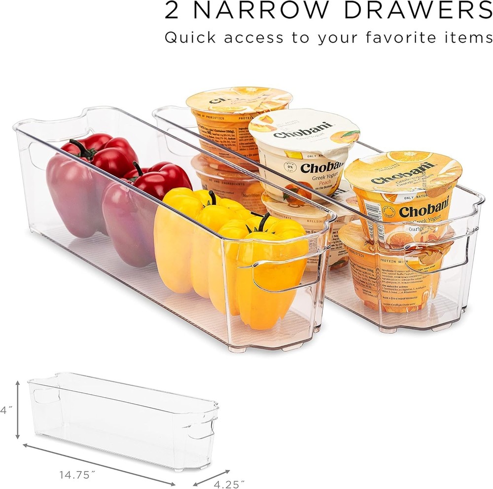 Fridge Bins and Freezer Bins Refrigerator Organizer Stackable Food Storage