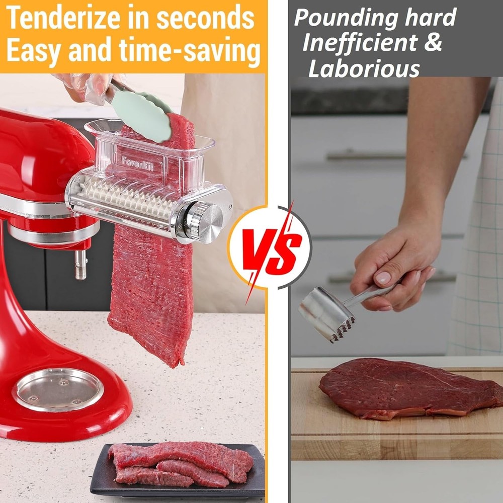 Adjustable 3 Thickness Meat Tenderizer Attachment for Kitchenaid Stand...