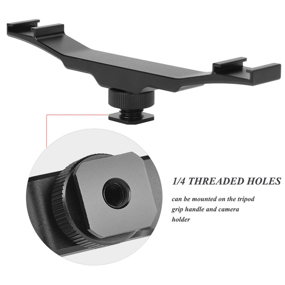 Double End Cold Shoe Mount Bracket Extension Rod For Camera Flash Fill Light Fit