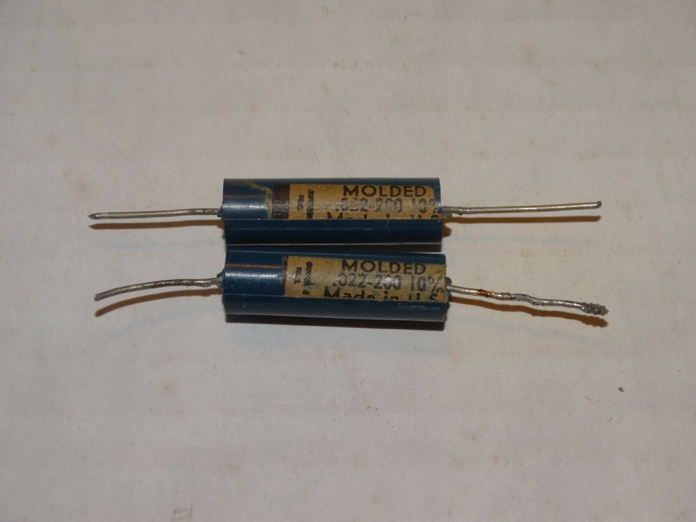 2 - Vintage Blue Molded Ajax .022 200v Tone Capacitor Pulls (2 Pair Available)