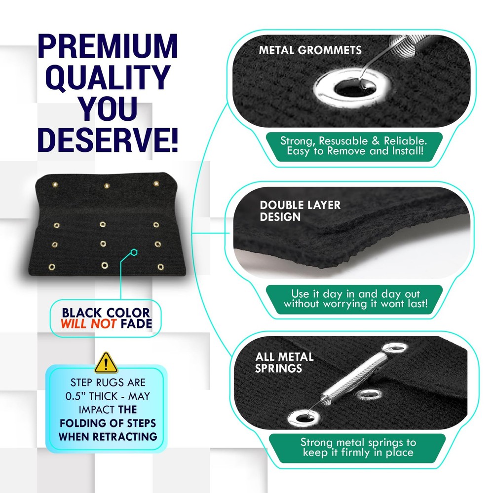 LATCH.IT RV Step Covers 4 Pack | 4-Pack 23" Wide - Straight Step, Black
