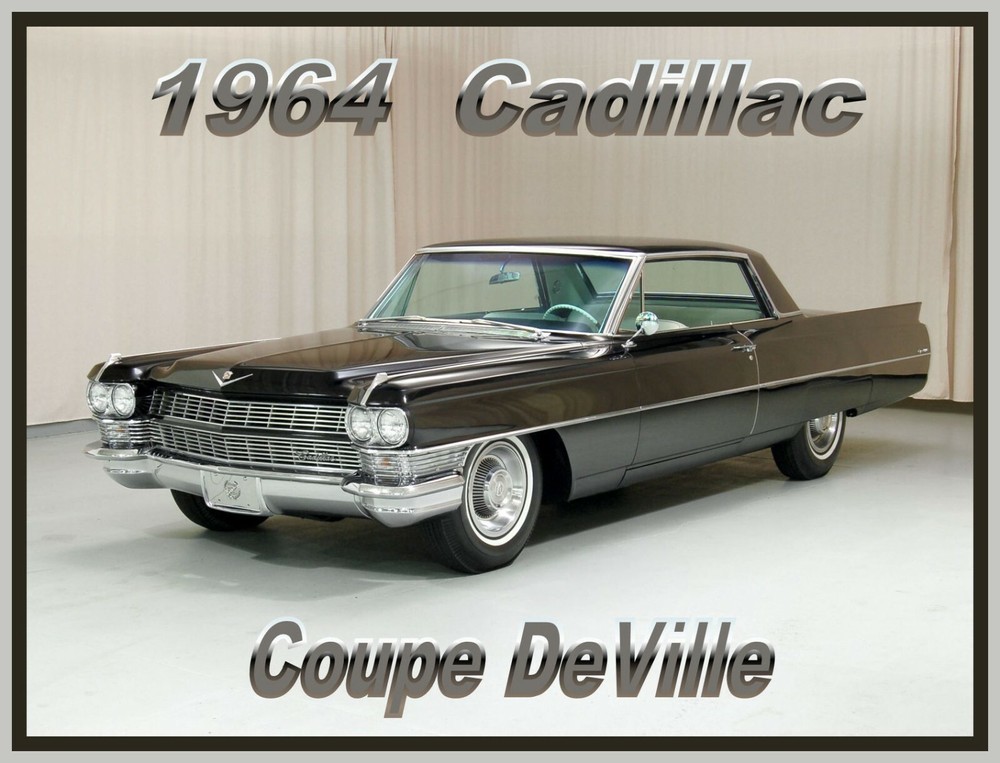 1964 Cadillac COUPE DEVILLE, Black, Toolbox/Man Cave/Refrigerator Magnet, 42 MIL
