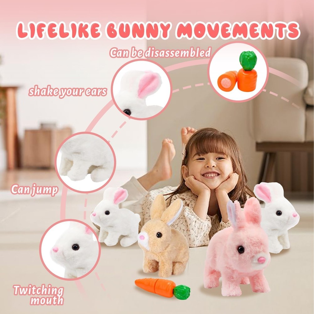 Hopping Bunny Toy, Easter Rabbit Interactive Electronic Pet Plush Bunny Toys ...