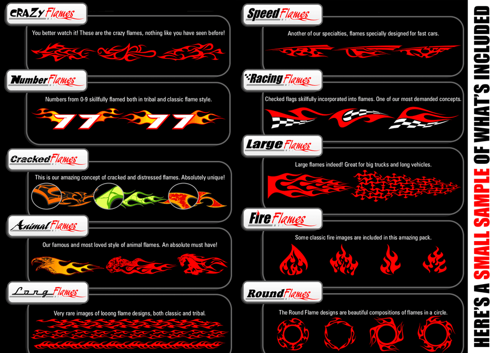 FLAMES CLIPART-VINYL CUTTER PLOTTER IMAGES-VECTOR CLIP ART GRAPHICS CD