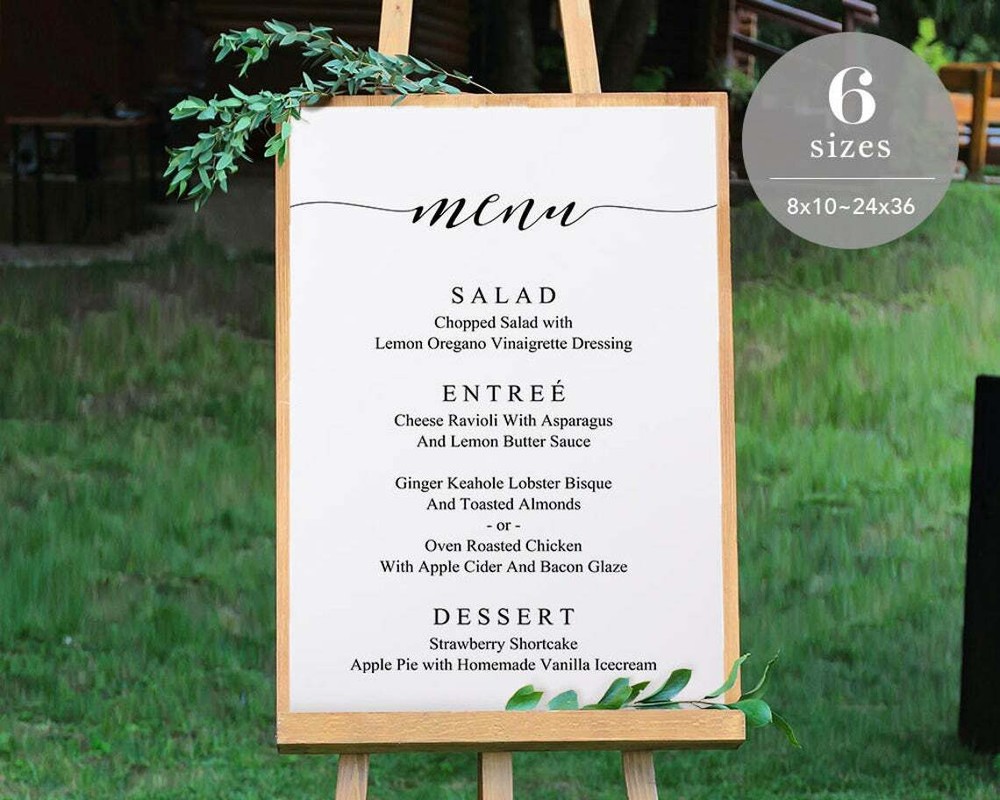 Wedding Menu Sign Template, Printable Wedding Menu Board, DIY Wedding Menu