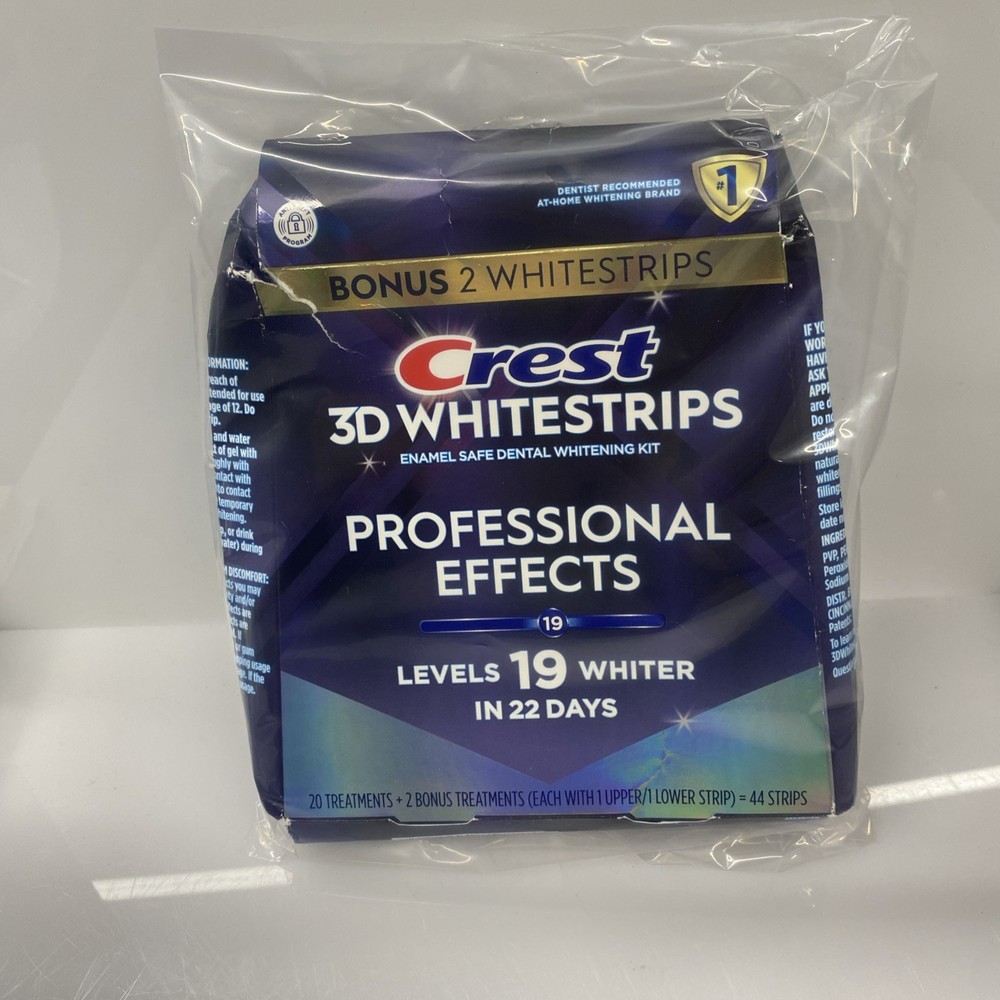 Crest 3D Whitestrips 19Levels Professional Effects 20 Strips +2 Bonus -Open Box