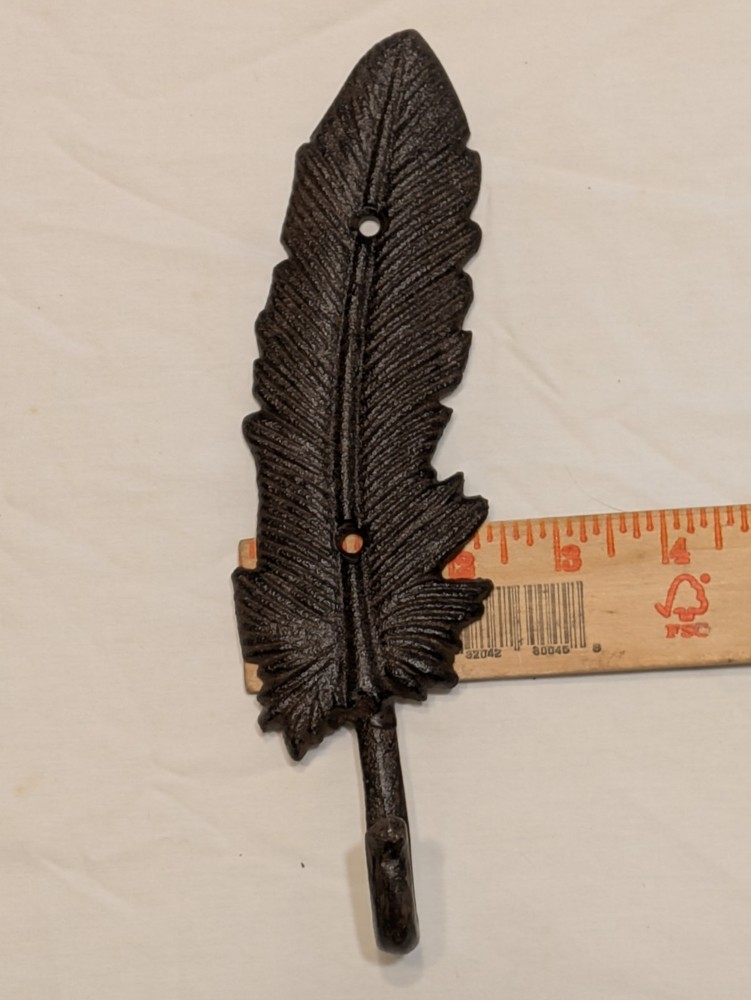 Vintage Style Feather Cast Iron Wall Hook