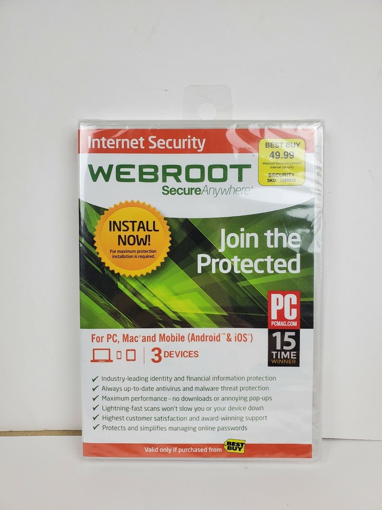 WEBROOT Secure Anywhere Internet Security Software NEW - Sealed