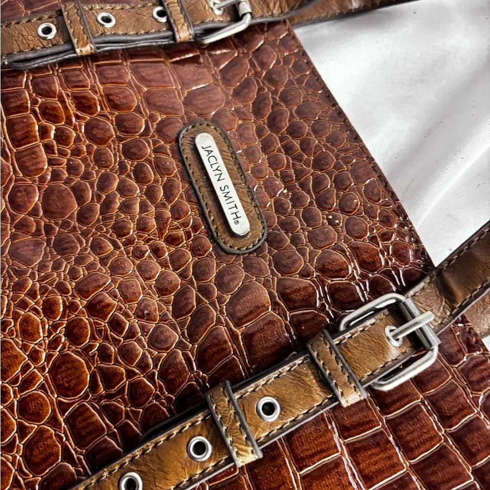 Jaclyn Smith Rich Brown Croc-Pattern Tote