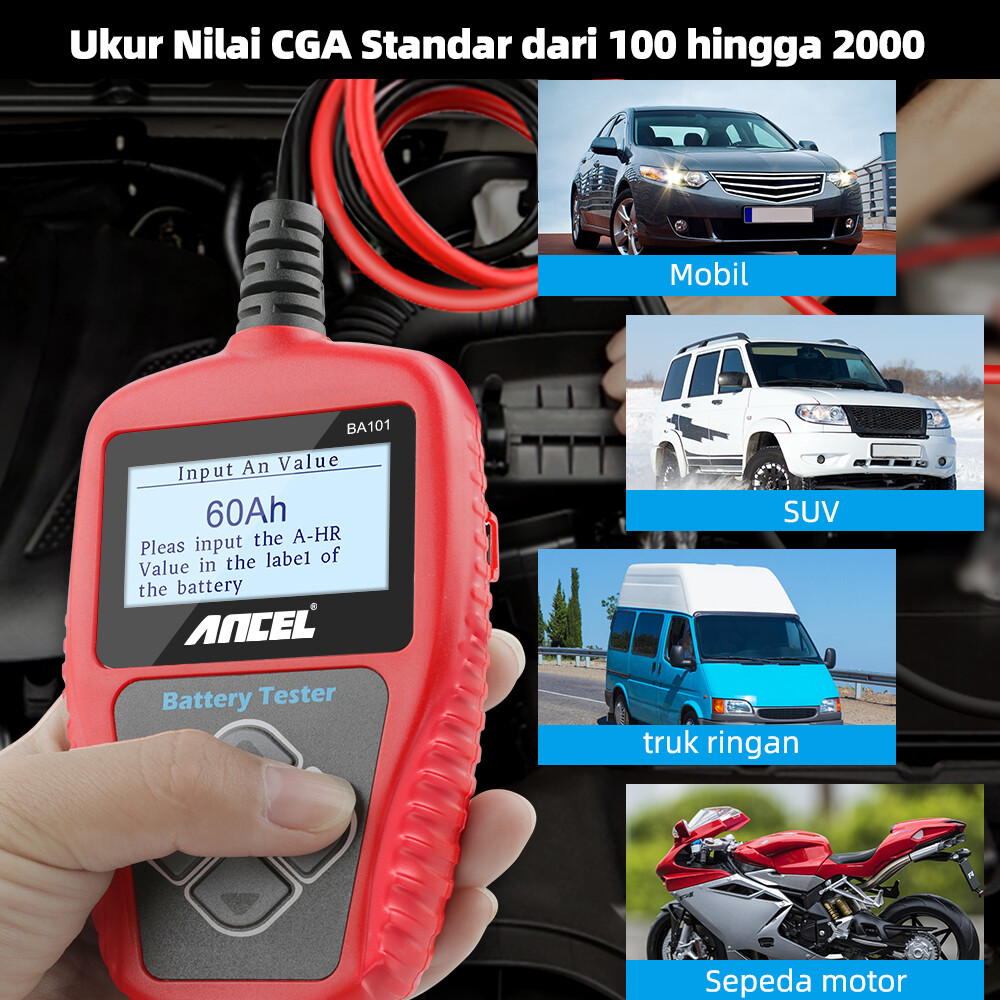 Ancel BA101 12V Auto Car Battery Load Tester Cranking Analyzer Tool 100-2000CCA