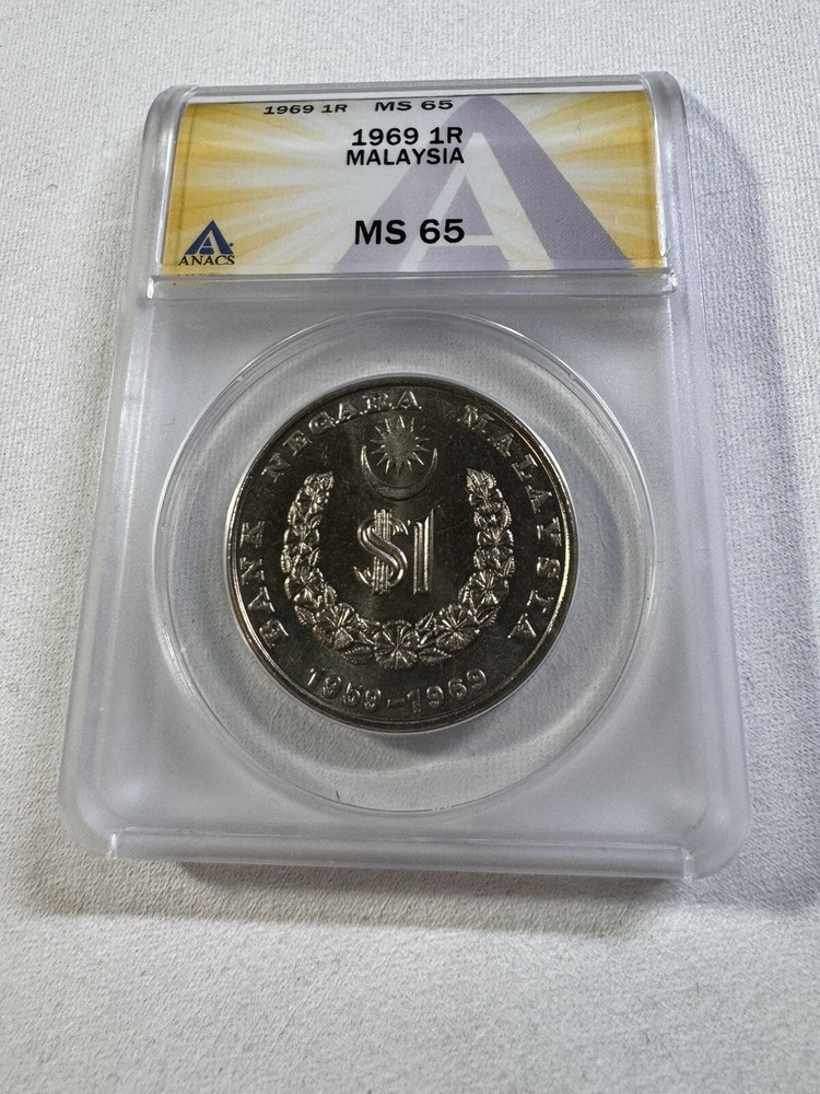 1969 Malaysia 1 Ringgit National Bank Commemorative Graded MS 65 by ANACS