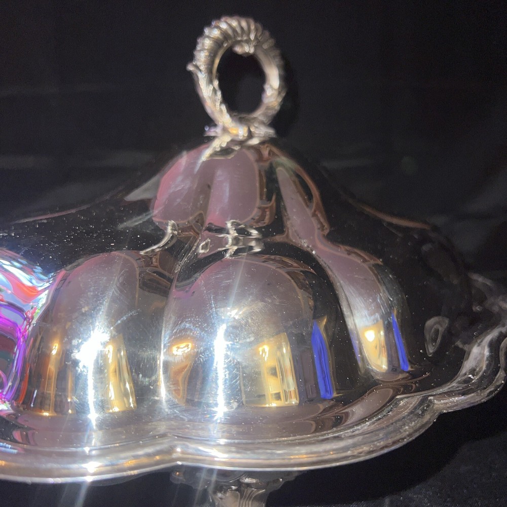 Vintage Silver Plated Dome Cover Footed Serving Dish