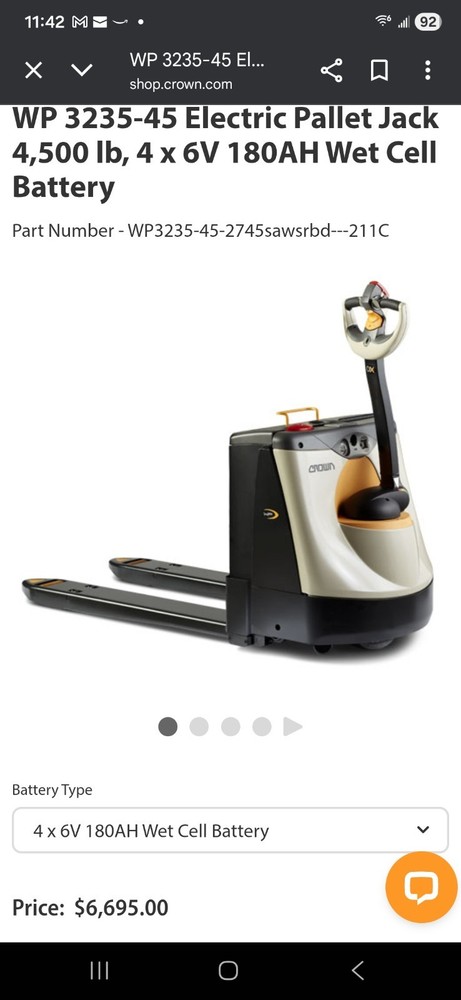 Crown WP3235 Electric Pallet Jack