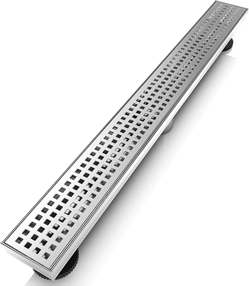 24 Inch Linear Shower Drain Rectangular Floor Drain with Accessories Square Hole