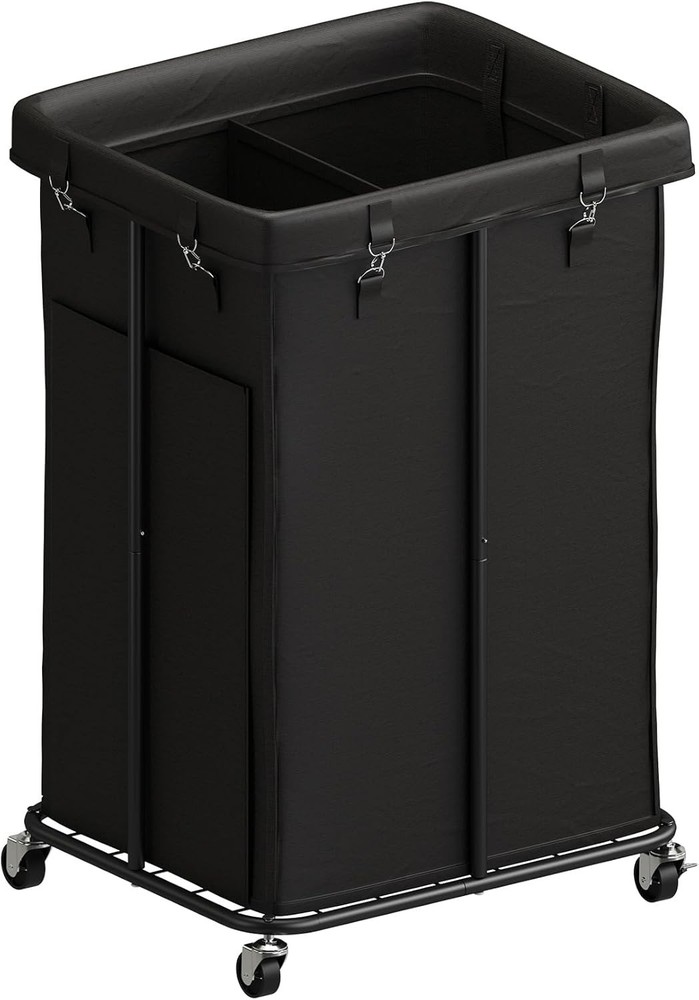 Laundry Hamper W/ Wheels Rolling Laundry Basket W/ Metal Frame & Removable Bag