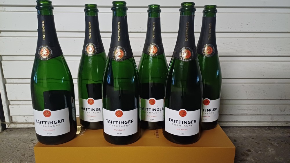 6 xTaittinger Champagne Empty Bottles 75cl