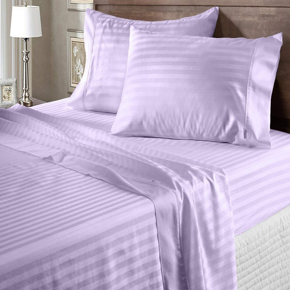 Complete Sheets With Deep Pocket 100% Cotton Lavender Stripes Select Item