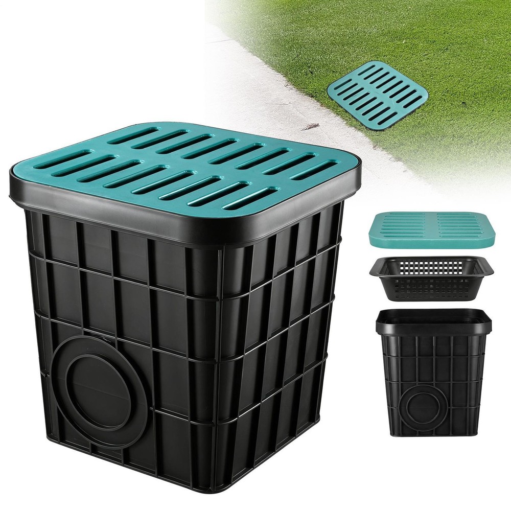 16in Catch Basin with Fiber Glass Grate,Catch Basin for Drainage Debris Basket
