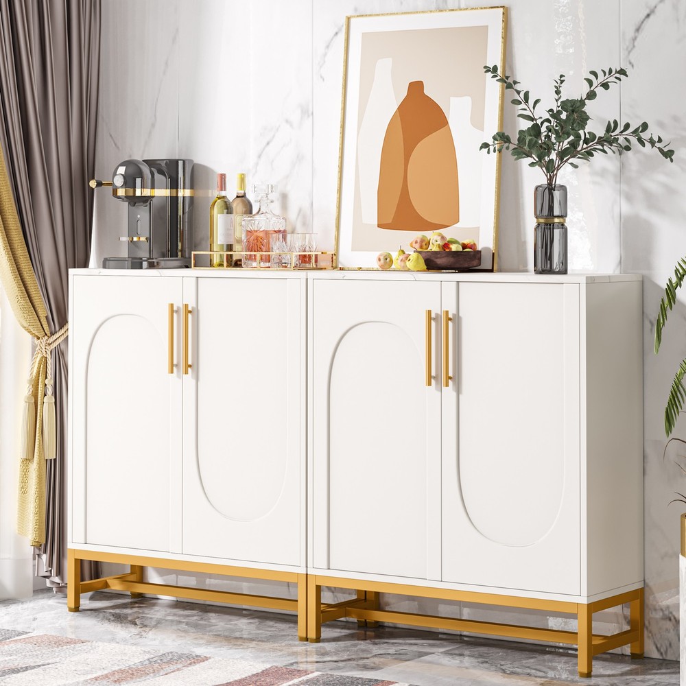 Sideboard Buffet Cabinet with Storage, Modern 4 Doors Buffets Sideboard Kitchen