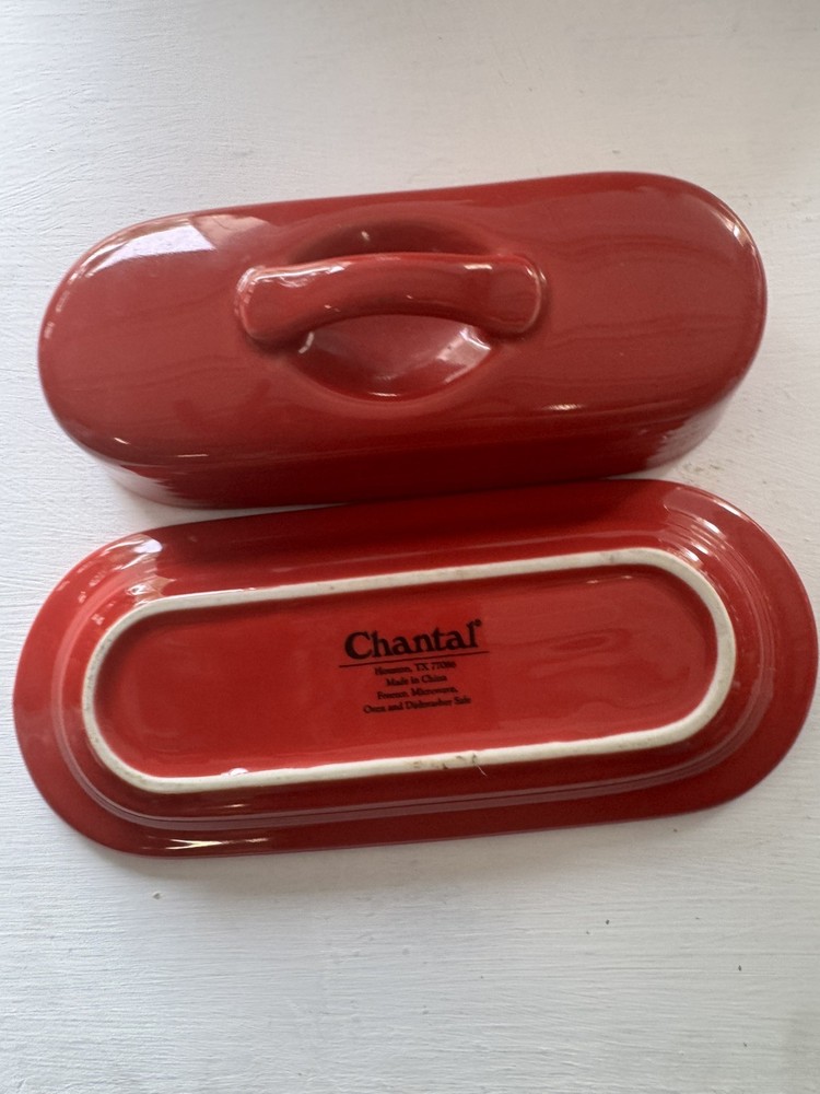 Chantal Butter Dish Red Ceramic Covered