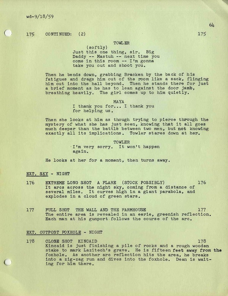 ALL THE YOUNG MEN (1960) Revised Final Draft script dated Sept. 15, 1959