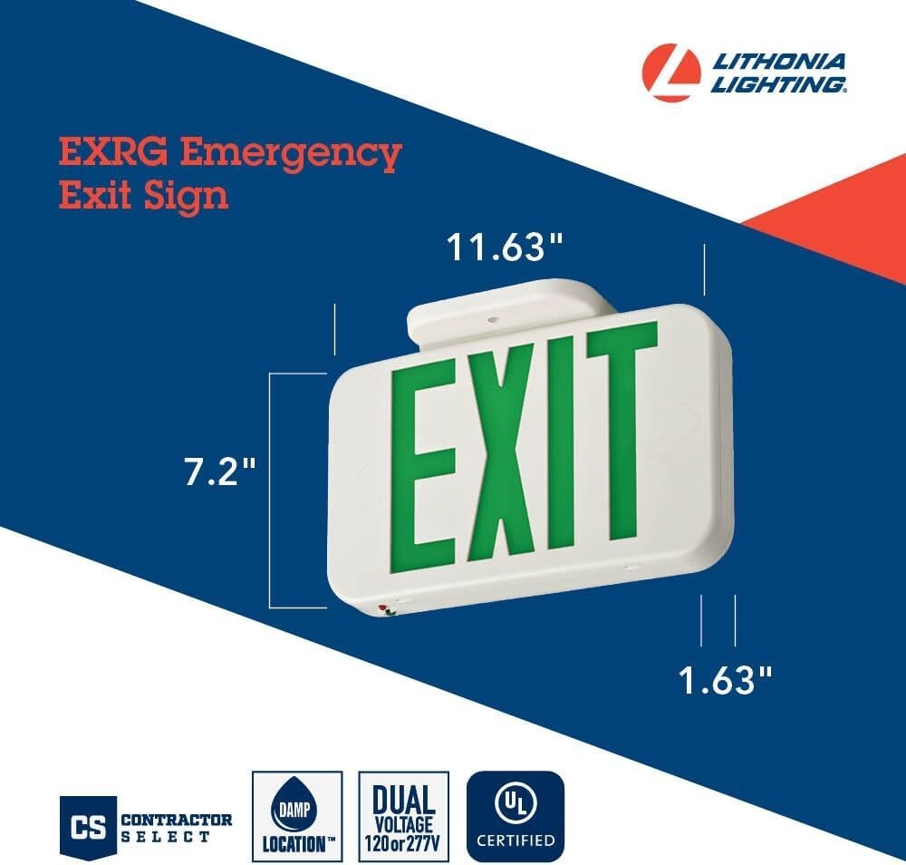 Exit Sign - Lithonia Lighting EXRG M6 Single-Sided LED, WHITE