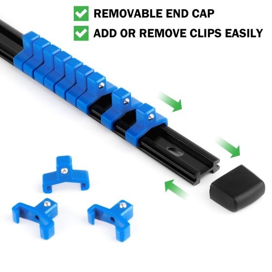 9PC ABS Socket 1/2 3/8 1/4 Inch Drive Socket Rail Holders Wall Mount Organizer