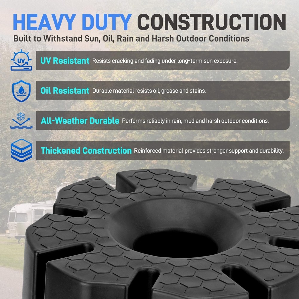 4PCS 10,000lb Jack Blocks With Storage Bag 6"H For Trailer Camper RV Stabilizer