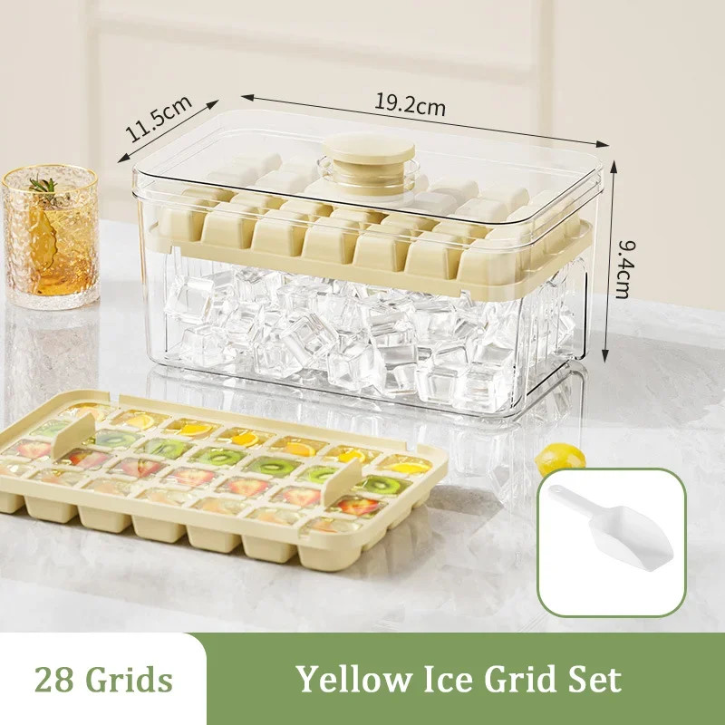 48 Grid Ice Cube Tray with Press Release Bucket Portable Ice Maker Box