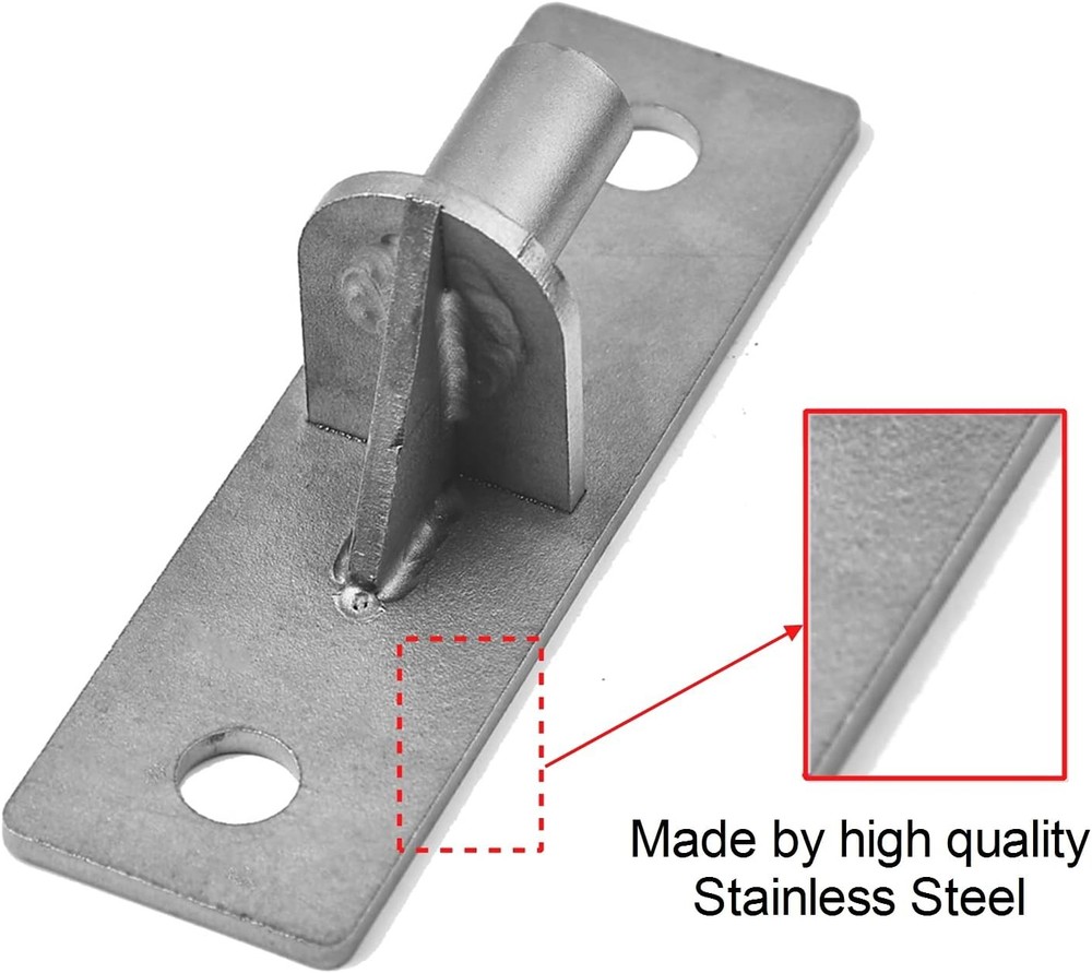 Wall Mount Flat Back Gate Hinges, 4 Pack Outdoor Chain Link 5/8", Silver