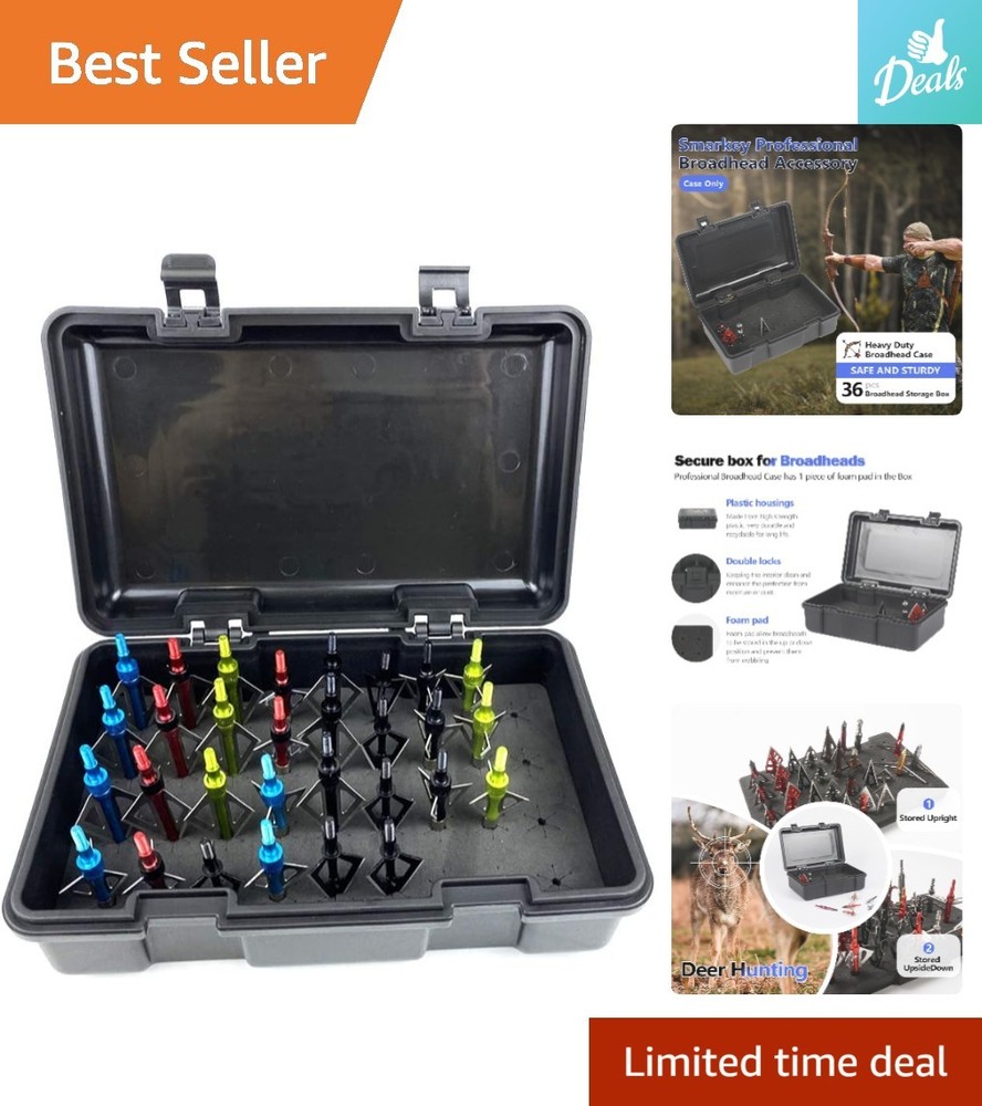 Water-Resistant Broadhead Storage Box with Foam Inserts - 36 Count Capacity