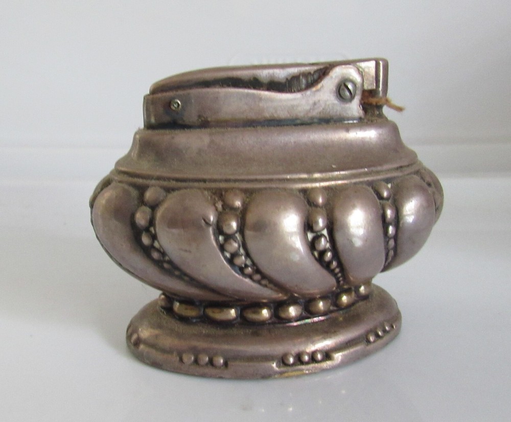 RONSON CROWN SILVER PLATED TABLE LIGHTER VINTAGE NEVER USED