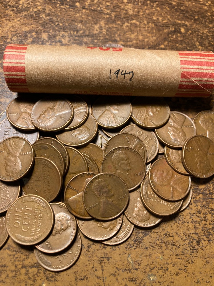 1947 LINCOLN WHEAT CENT PENNY ROLL, nice condition