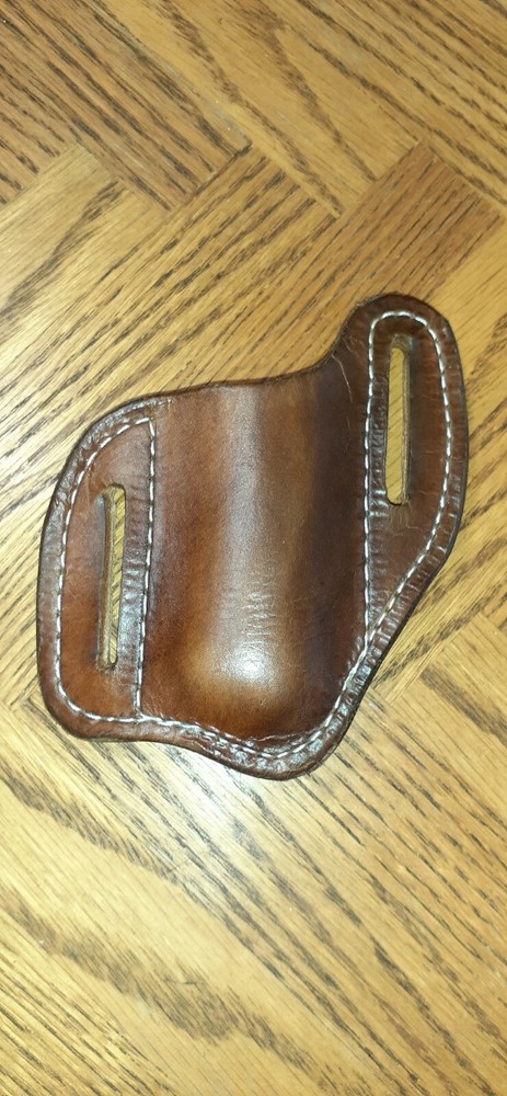 Handcrafted leather folding knife sheath