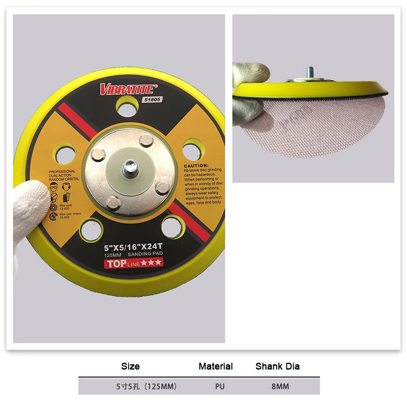 2/3/4/5/6 " Hook Loop Backing Pad With M6 M8 Thread For Sanding Discs Air Sander