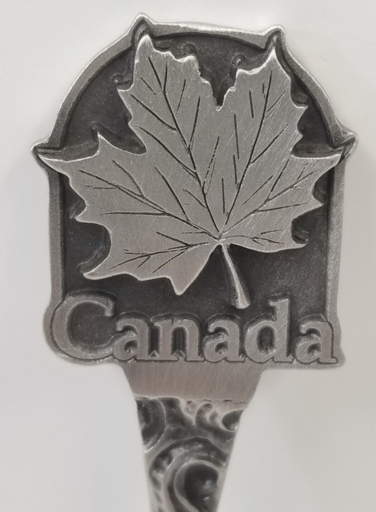 Souvenir Spoon Canada Maple Leaf Collectible Solid Pewter NEW - Vintage