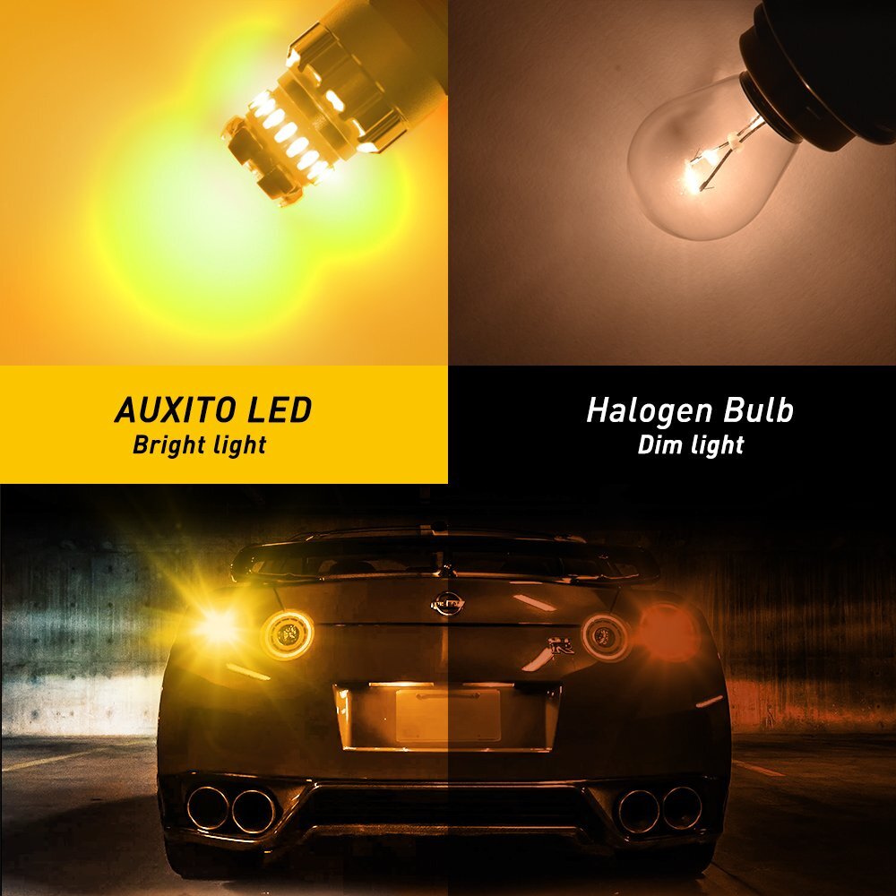 AUXITO 1157 LED Turn Signal Light Bulbs Amber CANBUS Anti Hyper Flash Error Free