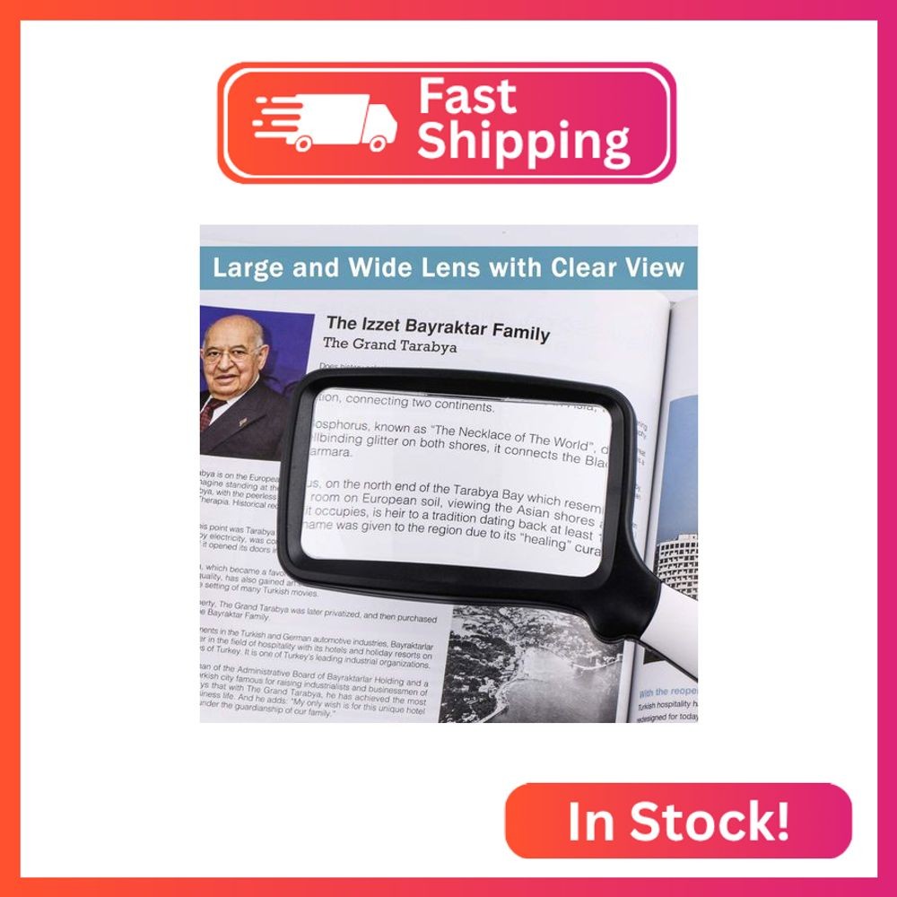 Folding Handheld Magnifying Glass with Light, 3X Large Rectangle Reading Magnifi