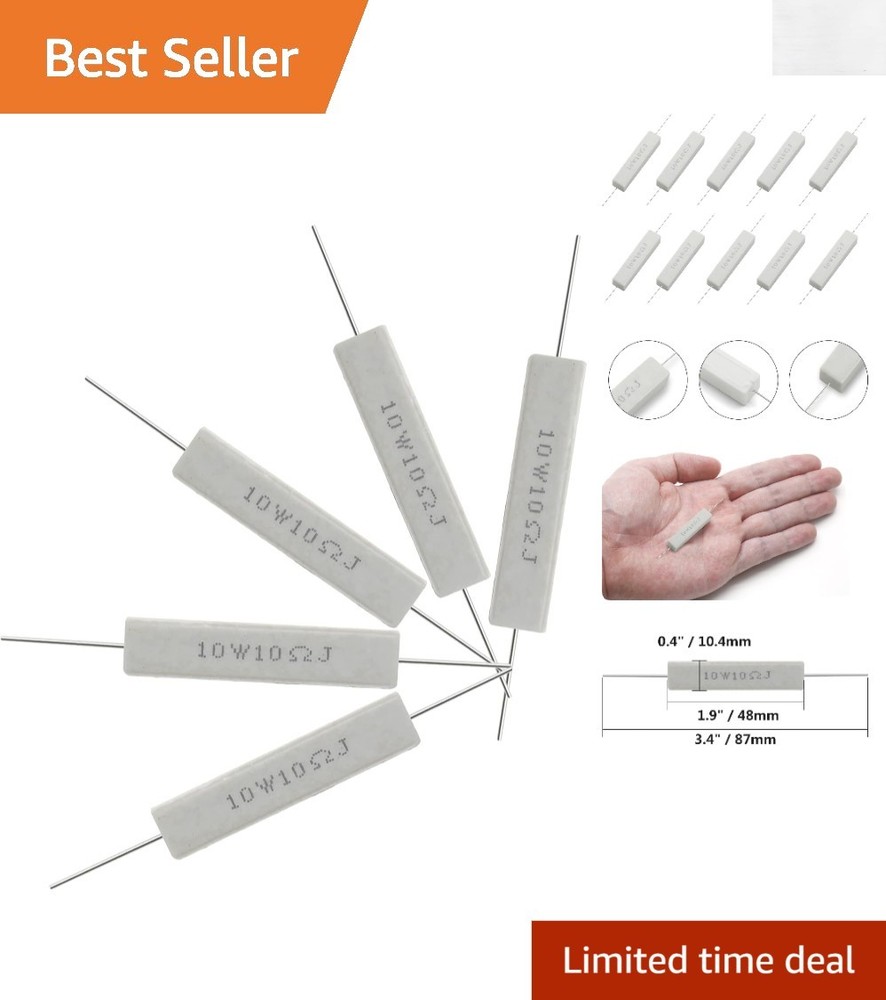 10PCS 10W 10 Ohm Ceramic Resistor Kit - Durable, Explosion-Proof Power Solution