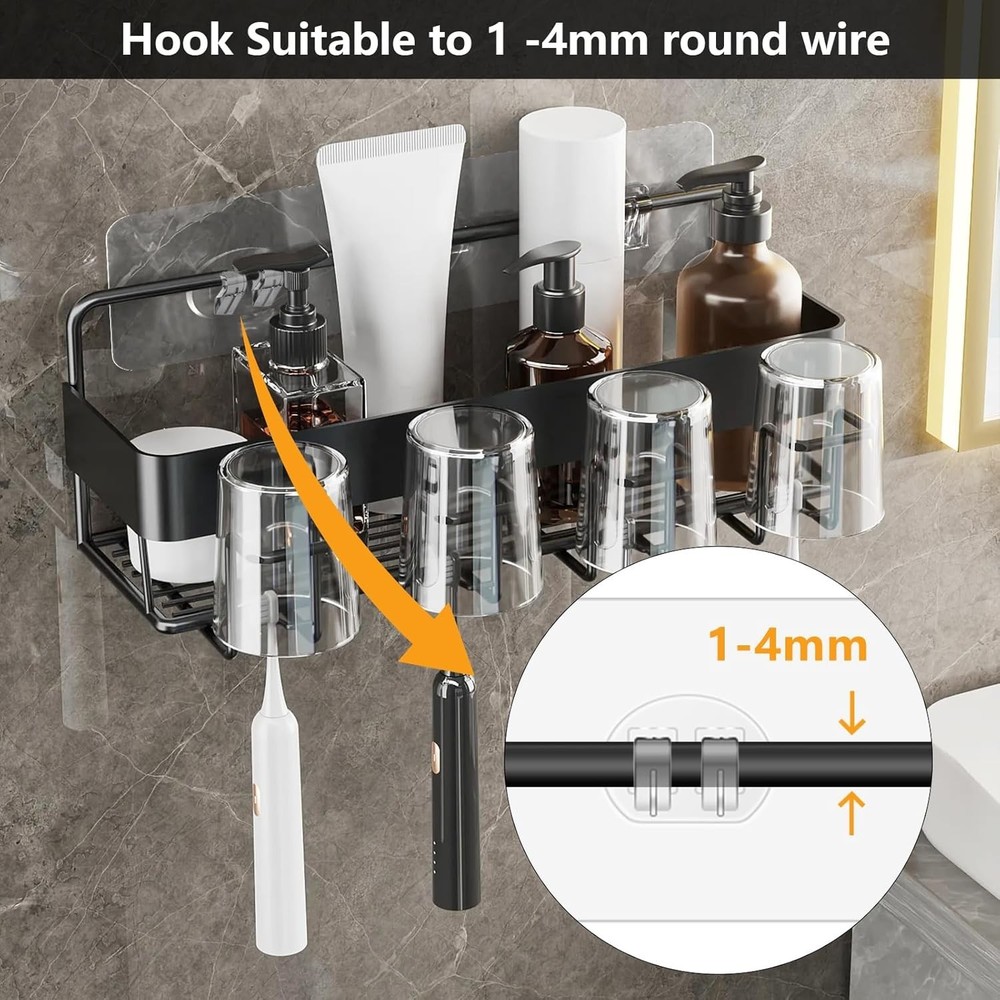 12 Pack Shower Caddy Adhesive Hooks Strong Replacement for Shelves & Racks