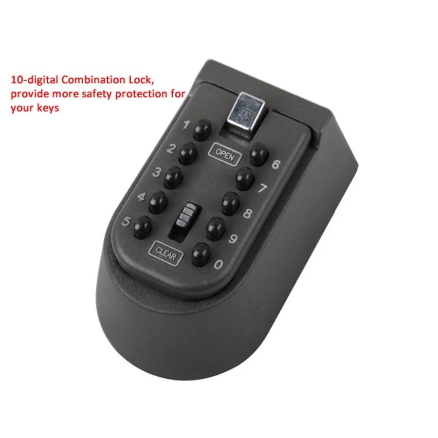 Key Safe Storage Box 10-Digit Combination Lock Weatherproof Wall Mount