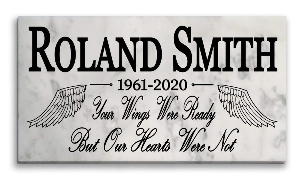 Memorial Stone - Your Wings Were Ready - Personalized Marble Plaque