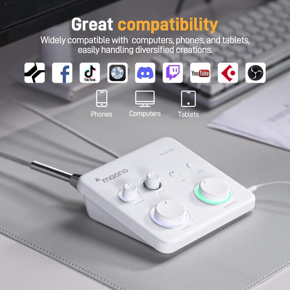 MAONO USB Audio Interface for PC: Interface with XLR Input 24-bit/192kHz Routing