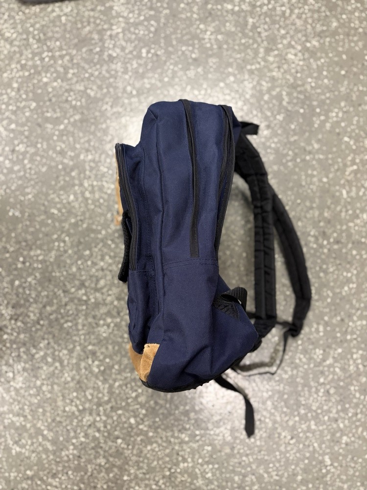 Eastsport Fabric & Suede Navy Blue & Tan Daypack Backpack, Multiple Compartments