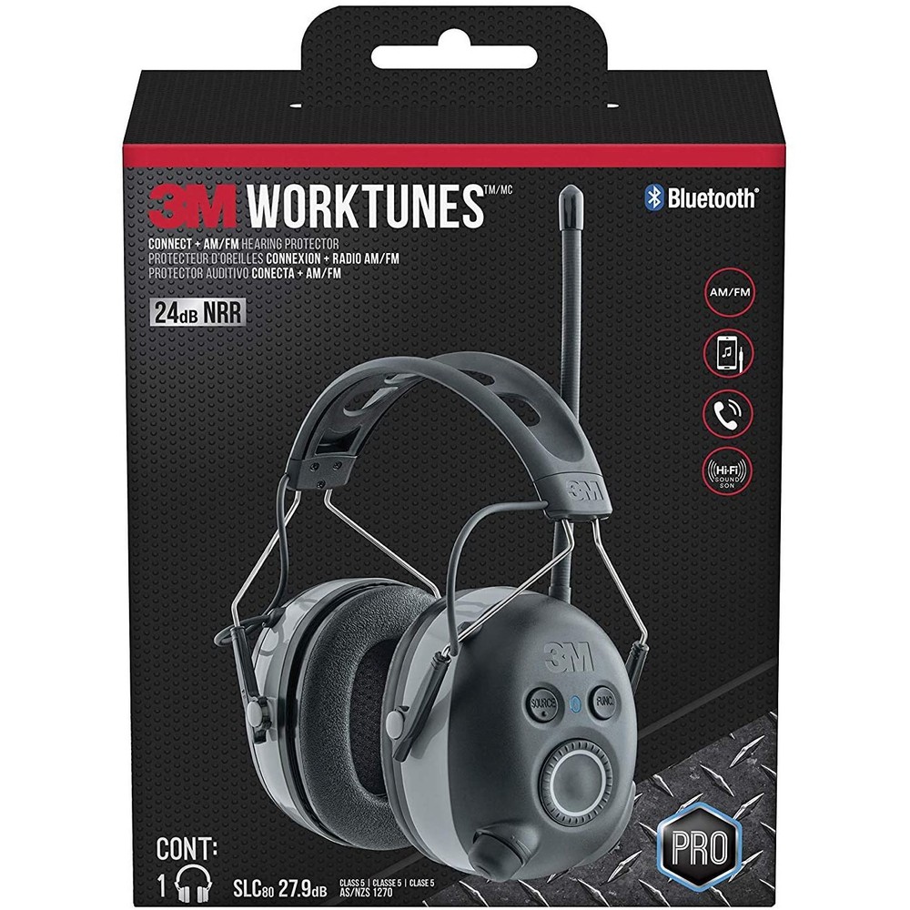3M WorkTunes Electronic Hearing Protectors: Connect+ AM/FM with Bluetooth Techno